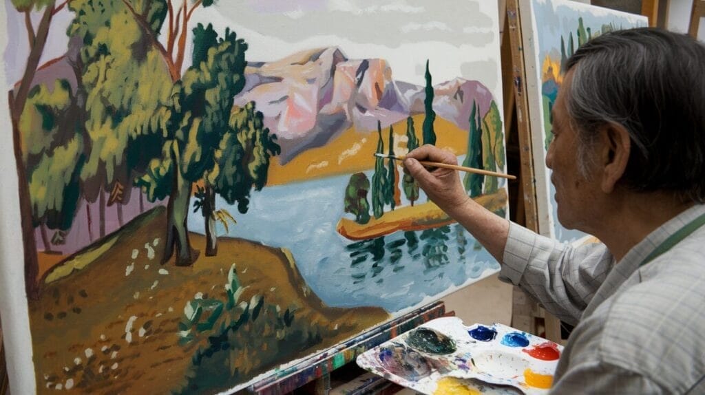 Artist Painting a Landscape